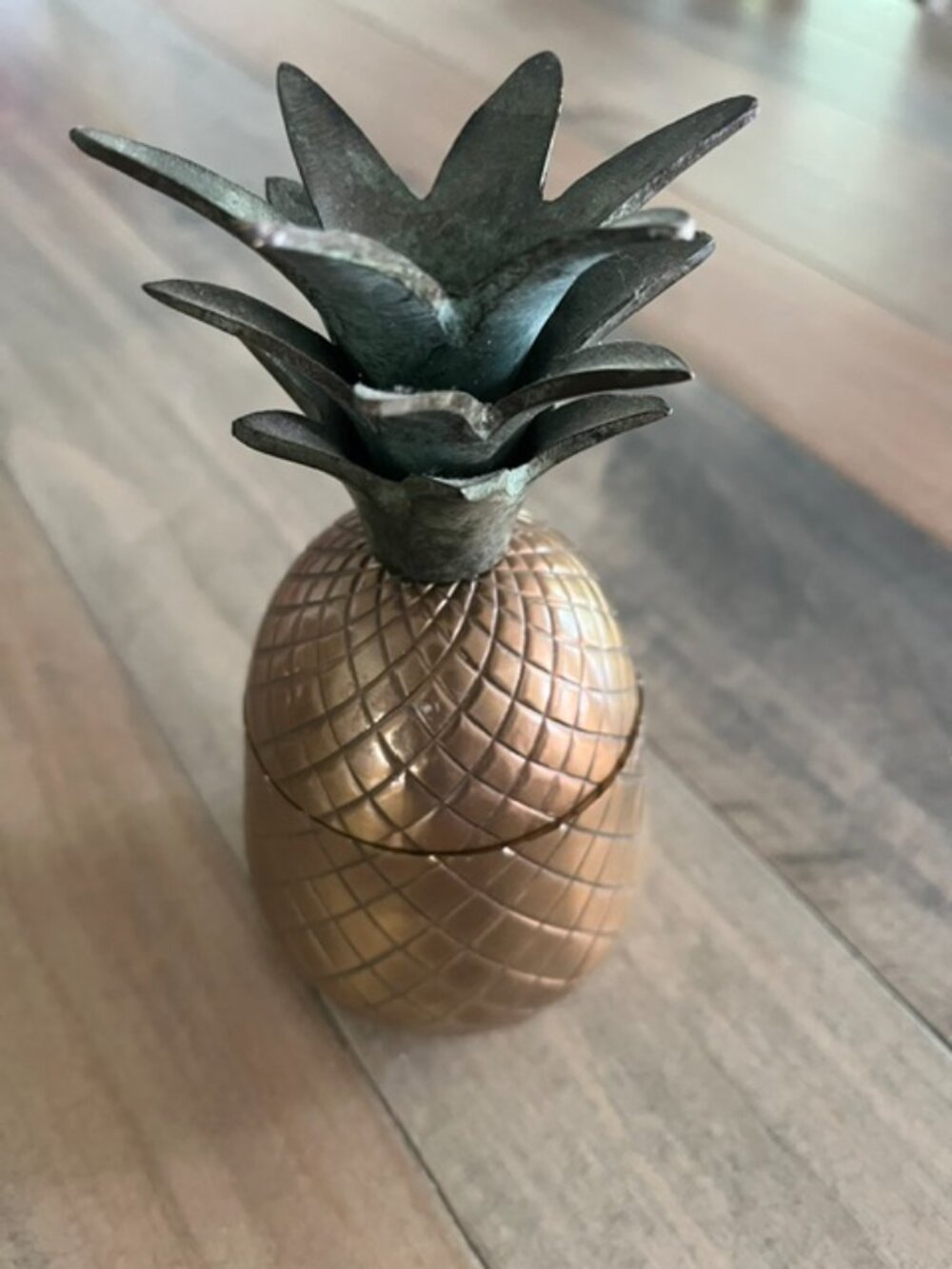7" Solid Brass Pineapple Container Trinket Box Candle Holder Decorative Box